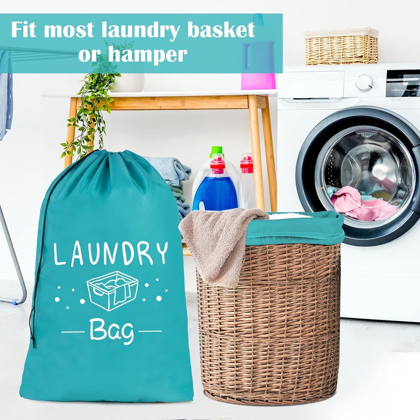 2 Pack Extra Large Travel Laundry Bag, 24" X 36" Durable Rip-Stop Dirty Clothes Shoulder Bag with Drawstring, Wash Me Heavy Duty Travel Laundry Bag, Large Hamper Liner, Machine Wash