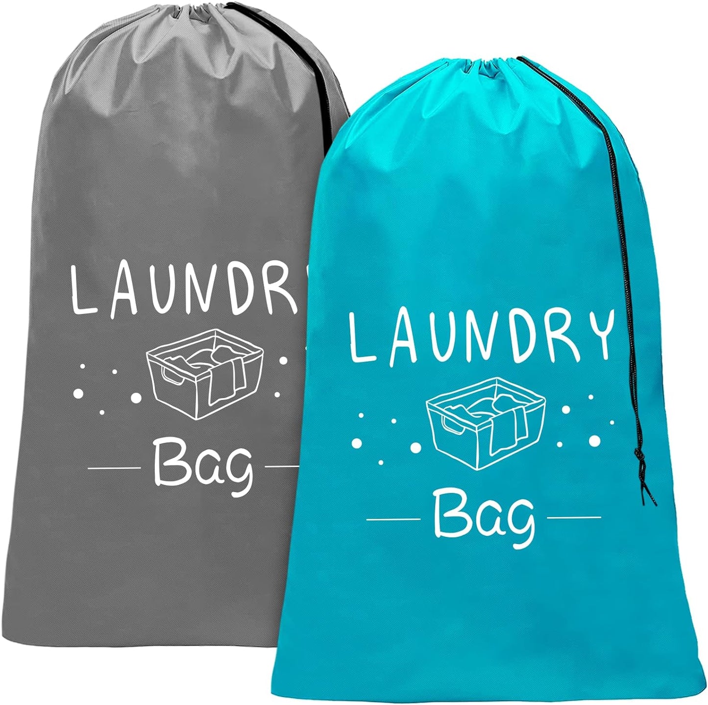 2 Pack Extra Large Travel Laundry Bag, 24" X 36" Durable Rip-Stop Dirty Clothes Shoulder Bag with Drawstring, Wash Me Heavy Duty Travel Laundry Bag, Large Hamper Liner, Machine Wash