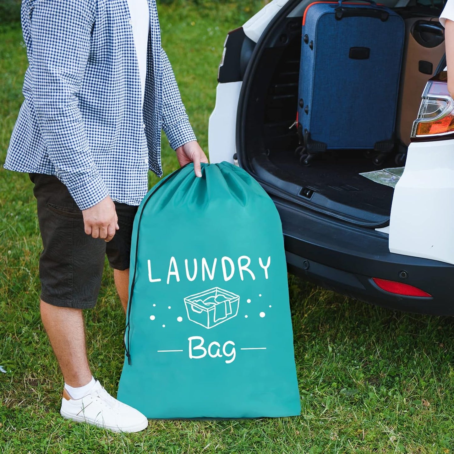 2 Pack Extra Large Travel Laundry Bag, 24" X 36" Durable Rip-Stop Dirty Clothes Shoulder Bag with Drawstring, Wash Me Heavy Duty Travel Laundry Bag, Large Hamper Liner, Machine Wash
