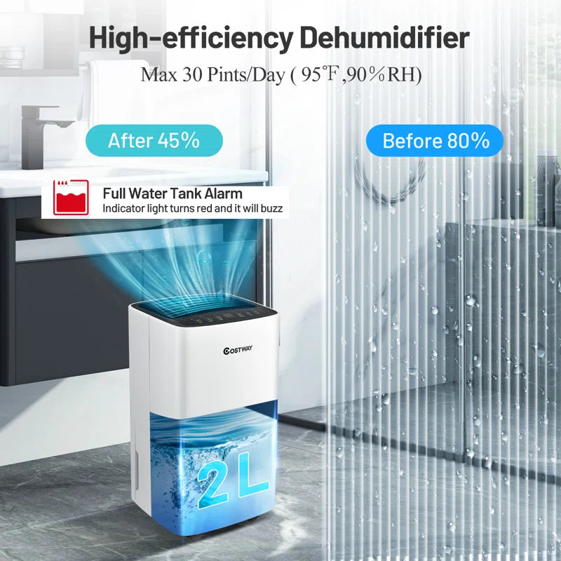 30 Pints 1500 Sq. Ft Portable Dehumidifier for Medium to Large Spaces