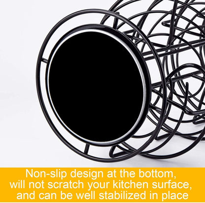 Spiral Design Metal Egg Skelter Dispenser Rack,Storage Display Rack (Black)