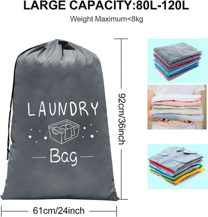 2 Pack Extra Large Travel Laundry Bag, 24" X 36" Durable Rip-Stop Dirty Clothes Shoulder Bag with Drawstring, Wash Me Heavy Duty Travel Laundry Bag, Large Hamper Liner, Machine Wash