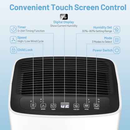 30 Pints 1500 Sq. Ft Portable Dehumidifier for Medium to Large Spaces
