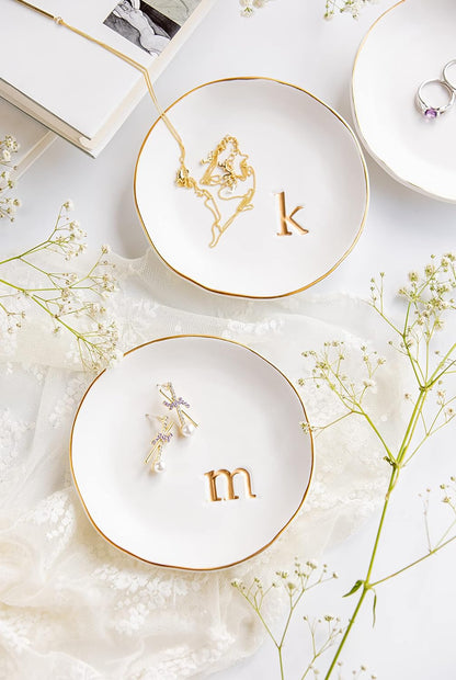 - Ceramic Jewelry Tray, Decorative Dish for Rings, Earrings, Necklaces, Bracelets, Keys, Birthday, Mother'S Day, Christmas Gift for Women, 4.7 Inches,