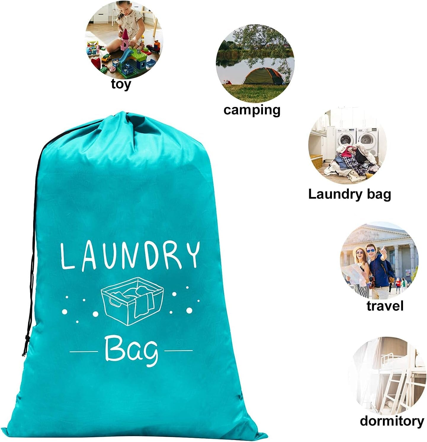 2 Pack Extra Large Travel Laundry Bag, 24" X 36" Durable Rip-Stop Dirty Clothes Shoulder Bag with Drawstring, Wash Me Heavy Duty Travel Laundry Bag, Large Hamper Liner, Machine Wash