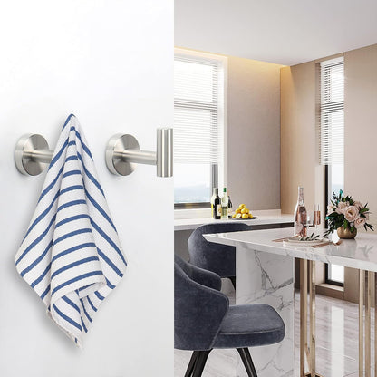 Bath Towel Hooks- SUS 304 Stainless Steel Robe Hook Holder, Heavy Duty Coat Hook for Bathroom Livingroom Hotel Kitchen Garage, Wall Mounted- 4 Pack (Brushed Nickel)