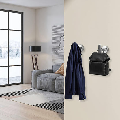 Bath Towel Hooks- SUS 304 Stainless Steel Robe Hook Holder, Heavy Duty Coat Hook for Bathroom Livingroom Hotel Kitchen Garage, Wall Mounted- 4 Pack (Brushed Nickel)