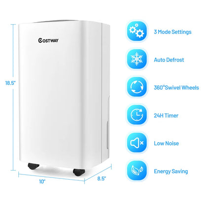 30 Pints 1500 Sq. Ft Portable Dehumidifier for Medium to Large Spaces