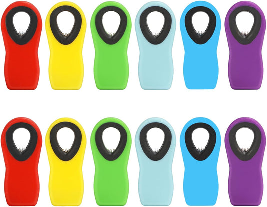 Bag Clips with Magnet, 12 Pack 6 Assorted Bright Colors Magnetic Clips for Refrigerator, Magnet Clips, Chip Clips, Bag Clips for Food Storage, Snack Bags and Food Bags
